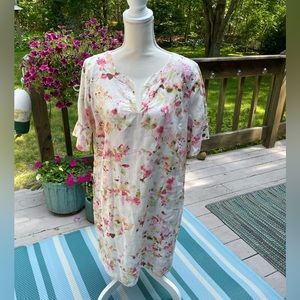 J. Jill Love Linen Floral Shift Dress, Size Large (petite)
